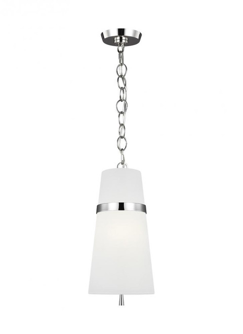Cordtlandt Small Pendant, 1-Light, Polished Nickel, White Linen Shade, 8.13"W (AP1161PN 706TZNJ)