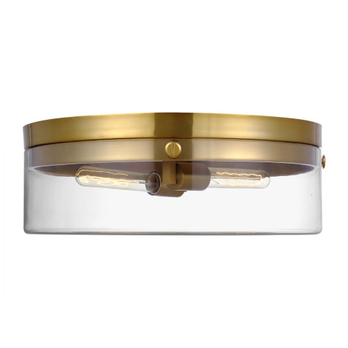 Garrett Large Flush Mount, 2-Light, Burnished Brass, Clear Shade, 18.38"W (CF1032BBS 706U1KV)