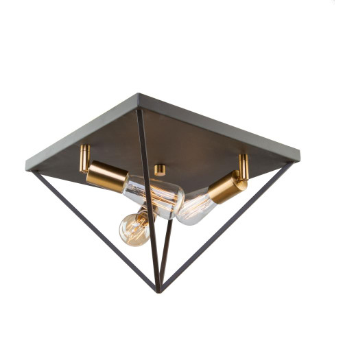 Artistry Flush Mount, 3-Light, Matte Black, Satin Brass, 14"W (AC11113 3403ZZZ4)