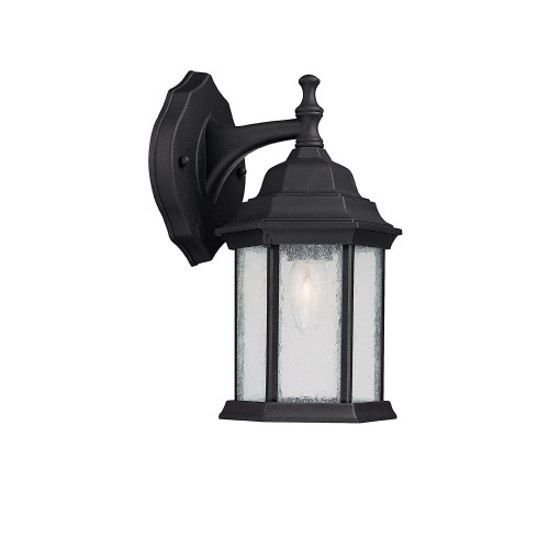 Main Street Outdoor Wall Lantern, 1-Light, Black, Antiqued Glass, 12"H