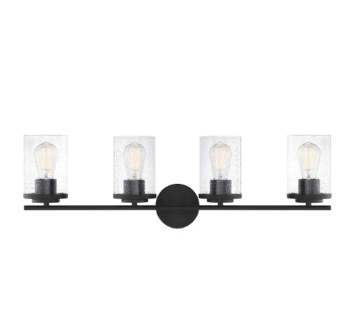 Marshall Bath Vanity Light, 4-Light, Matte Black, Glass Shade, 31"W Savoy House (8-8020-4-BK 1R0LT)