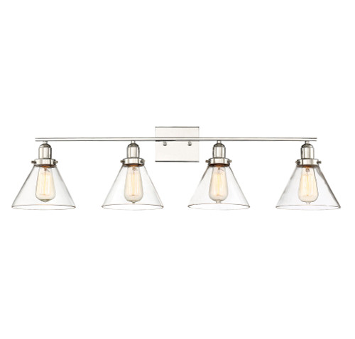 Drake Bath Vanity Light, 4-Light, Polished Nickel, Glass Shade, 38"W Savoy House (8-9130-4-109 1MY0F)