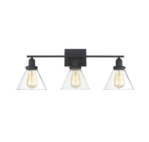Drake Bath Vanity Light, 3-Light, Black, Glass Shade, 28.5"W Savoy House (8-9130-3-BK 1N3VX)