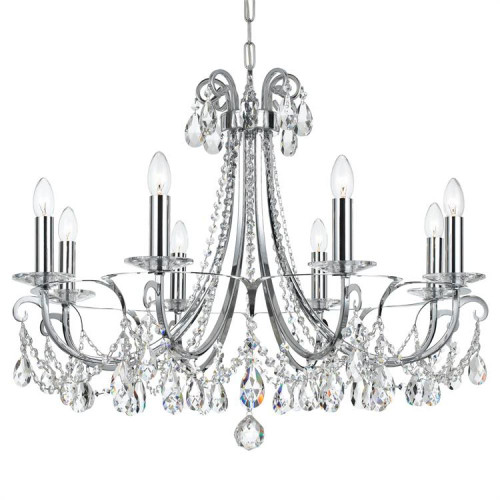 Othello Chandelier - Polished Chrome, Hand Cut Crystal 24.5"H