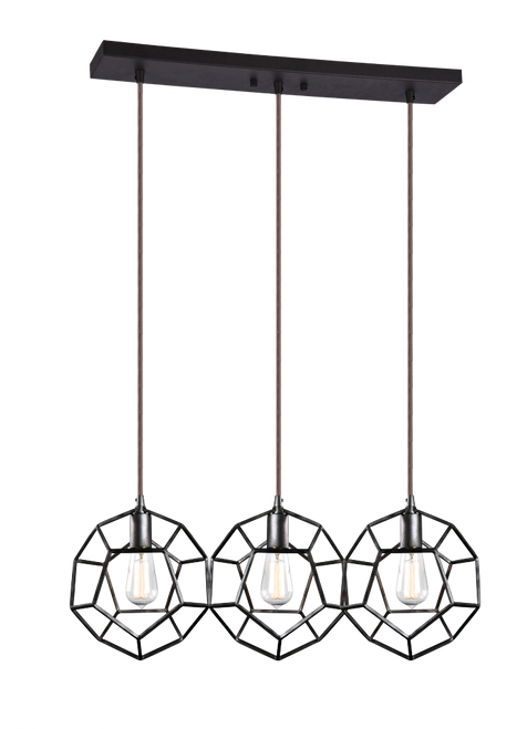 Geometry Linear Multi-Light Pendant, 3-Light, Black, 9.5"W (C54643RB 305UMAV)
