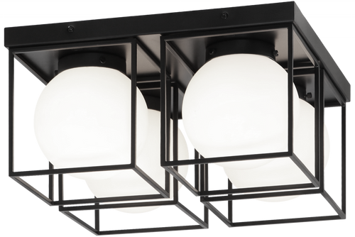 Squircle Square Flush Mount, 4-Light, Black, 15"W (X03804BK 305UT7J)