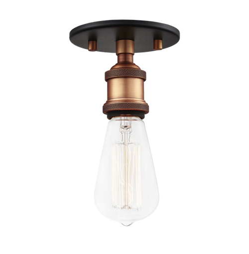 Bulstrodes Workshop Flush Mount, 1-Light, Brass, Aged Gold Brass, 4.75"W (X46100AG 305UP9W)