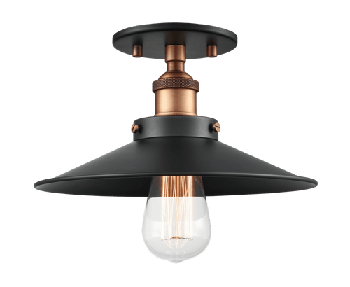 Matteo Lighting Bulstrodes Workshop Semi-Flush Mount, 1-Light, Brass, 10.25"W (X46111AGBK 305UP9Y) 