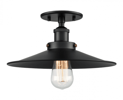 Matteo Lighting Bulstrodes Workshop Semi-Flush Mount, 1-Light, Black, 11.75"W (X46112BKBK 305UPA6) 