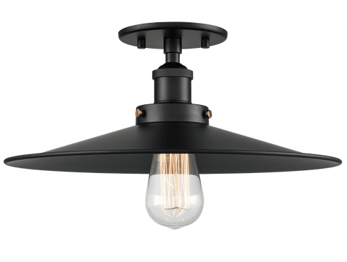 Matteo Lighting Bulstrodes Workshop Semi-Flush Mount, 1-Light, Black, 14"W (X46113BKBK 305UPAD) 