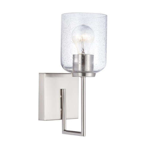 Capital Carter Wall Sconce, 1-Light, Brushed Nickel, Clear Seeded Glass, 12.5"H 