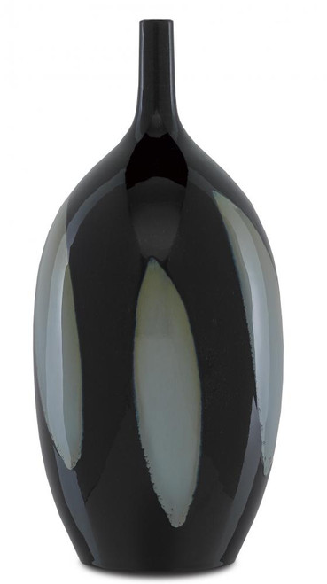 Let Us Twist the Glass Tall Black Vase Currey and Company 1200-0409