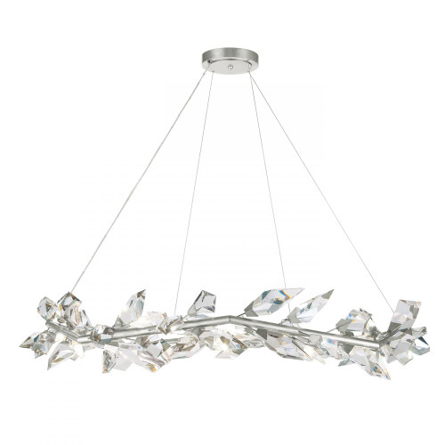 Foret Pendant, Round, 12-Light, Silver, Faceted Crystal Leaves, 55"W (909540-1ST NG1N)