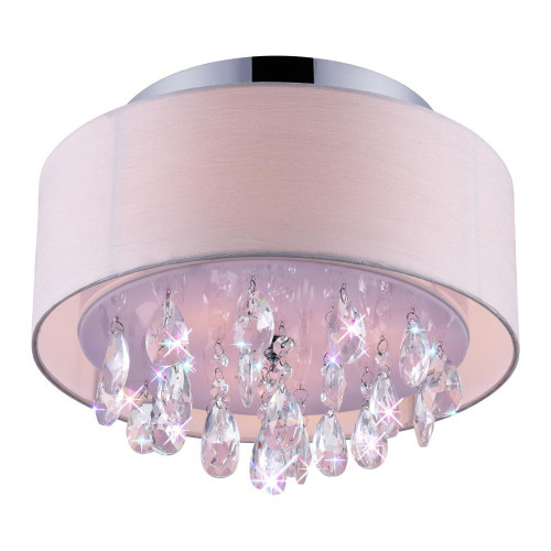 CWI Lighting Dash Drum Shade Flush Mount, 3-Light, Chrome, 14"W (5443C14C (Off White) 305XGR6) 