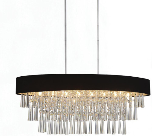 Franca Drum Shade Chandelier, 8-Light, Chrome, 38"W (5523P38C-O (Black) 30609LW)