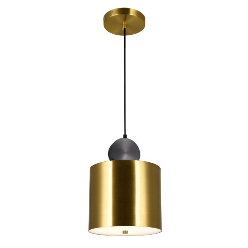 Saleen Mini Pendant, LED, Brass+Black, 9"W (1156P9-625 3069LDV)