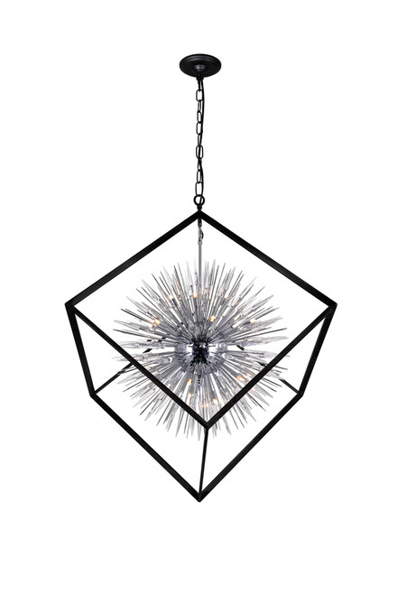 Starburst Chandelier, 20-Light, Chrome/Black, 44"W (1178P44-20-601 3069LFH)