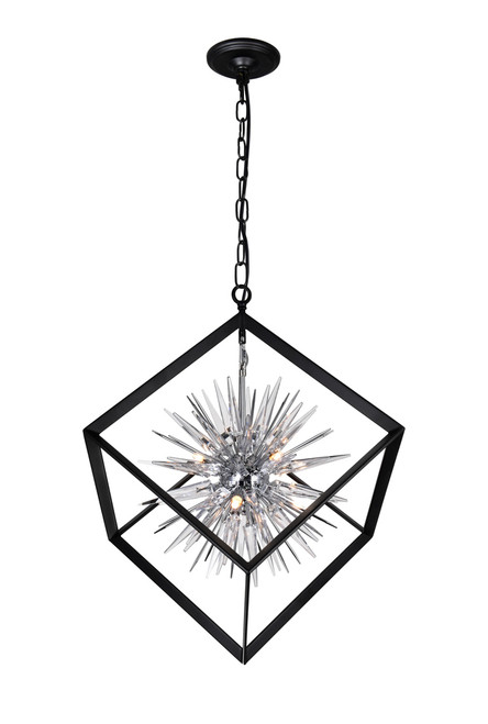 Starburst Chandelier, 6-Light, Chrome/Black, 22"W (1178P22-6-601 3069LFG)