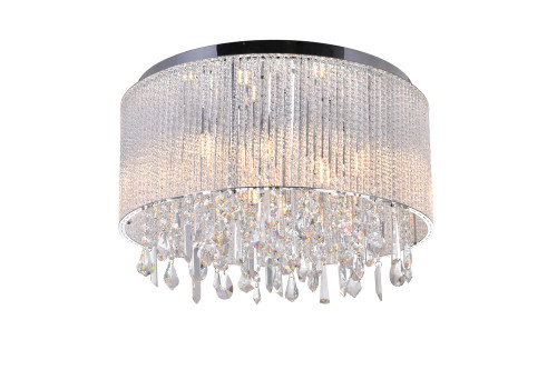 Benson Drum Shade Flush Mount, 9-Light, Chrome, 20"W (5562C20C Clear 3060DJP)