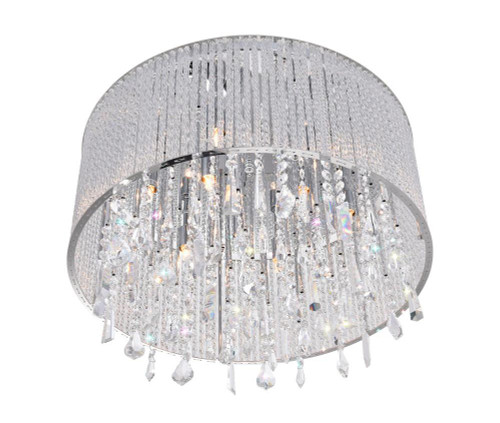 CWI Lighting Benson Drum Shade Flush Mount, 6-Light, Chrome, 16"W (5562C16C Clear 3060DJM) 