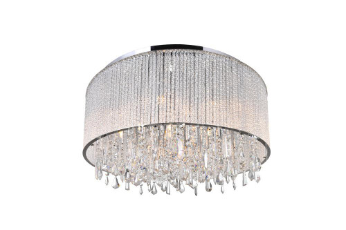 CWI Lighting Benson Drum Shade Flush Mount, 14-Light, Chrome, 24"W (5562C24C Clear 3060DJR) 