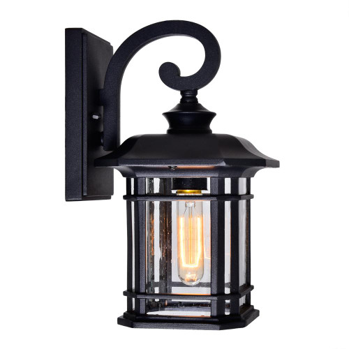 Blackburn Burn Outdoor Wall Lantern, 1-Light, Black, Seedy Glass, 12.9"H (0411W8-1-101 3069NC1)