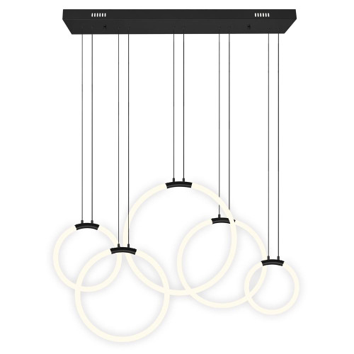 Hoops Chandelier, 5-Light, LED, Black, 44"W (1273P44-5-101-RC 3069NEJ)
