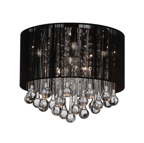 Water Drop Drum Shade Flush Mount, 6-Light, Chrome, 14"W (5006C14C-R (B) 305X9WC)