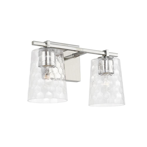 Burke Bath Vanity, 2-Light, Polished Nickel, Clear Honeycomb Glass, 14.5"W
