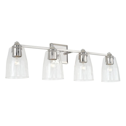 Laurent Bath Vanity, 4-Light, Polished Nickel, Clear Glass, 32"W