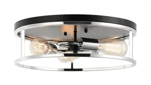 Matteo Lighting Clarke Flush Mount, 3-Light, Black, 16"W (M15503BKCH 305XNZ0) 