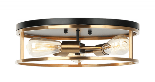 Matteo Lighting Clarke Flush Mount, 3-Light, Brass, 16"W (M15503BKAG 305XM18) 