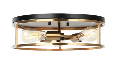 Clarke Flush Mount, 3-Light, Brass, 16"W (M15503BKAG 305XM18)