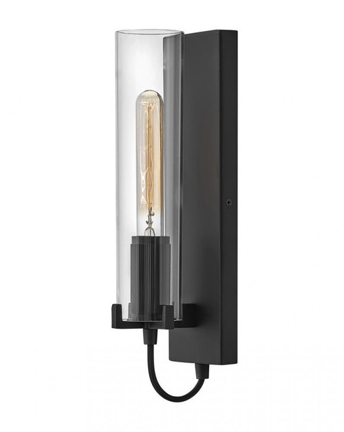 Hinkley Ryden Bathroom Wall Sconce, 1-Light, Black, 16.25"H (37850BK 9Q3N2) 