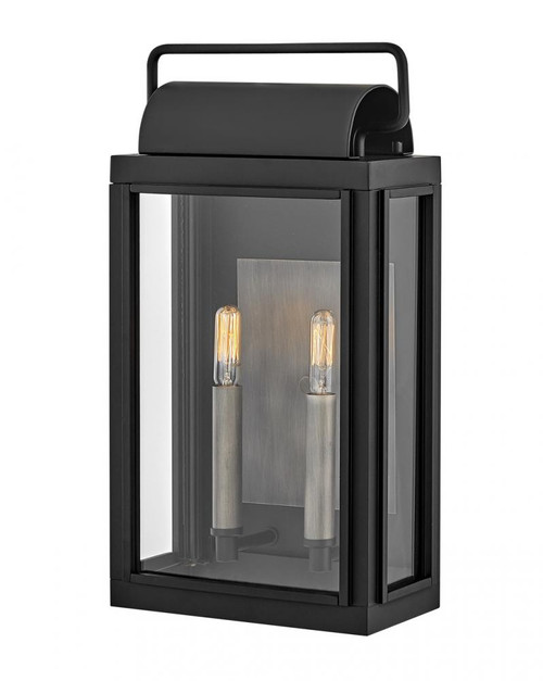 Sag Harbor Outdoor Wall Lantern, 2-Light, Black with Burnished Bronze accents, 16.5"H (2844BK 9Q3LN)