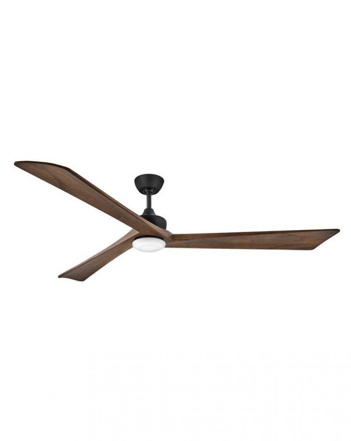 Hinkley Sculpt Ceiling Fan, 3-Blade, 1-Light, LED, Matte Black, Walnut Blades, 80"W (903680FMB-LDD 9Q6LF) 