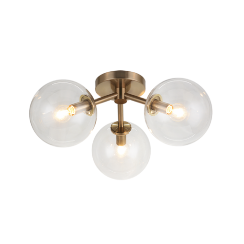 Novo Flush Mount, 3-Light, Aged Gold Brass, 18"W (X81703AGCL 305XQ01)