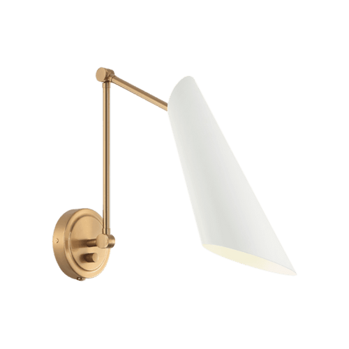 Matteo Lighting Butera Adjustable Wall Sconce, 1-Light, Aged Gold Brass, White, 15"H (S08021AGWH 305XPY3) 
