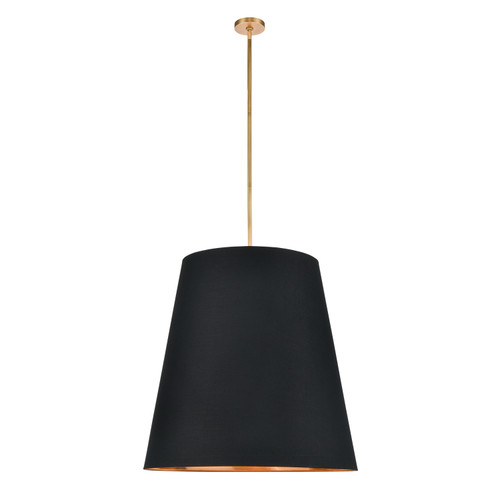 Alora Lighting Calor Pendant, 3-Light, Vintage Brass, Black Linen With Gold Parchment, 30"D PD311030VBBG