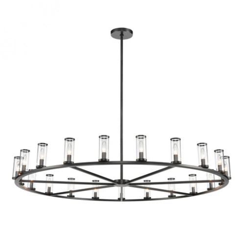 Revolve Chandelier, 21-Light, Urban Bronze, Clear Glass, 60.38"D