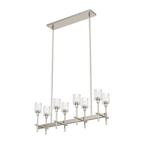 Salita Linear Chandelier, 8-Light, Polished Nickel, Ribbed Crystal, 35"L LP314308PNRC