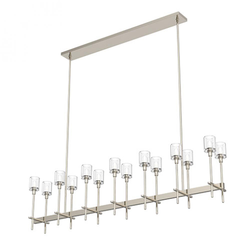 Salita Linear Chandelier, 14-Light, Polished Nickel, Clear Crystal, 66.25"L