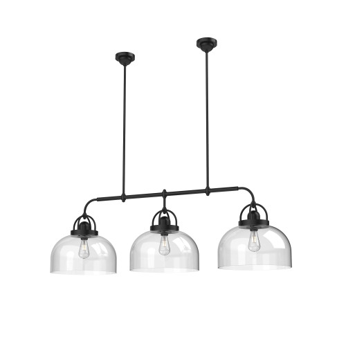 Alora Lighting Lancaster Linear Chandelier, 3-Light, Matte Black, 55"L LP361155MB