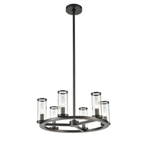 Revolve Candelabra Chandelier, 6-Light, Urban Bronze, Clear Glass, 18.63"D