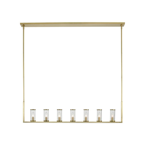 Alora Lighting Revolve Linear Chandelier, 7-Light, Natural Brass, Clear Glass, 47.25"L 