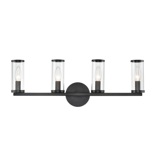 Alora Lighting Revolve Bathroom Vanity Light, 4-Light, Urban Bronze, Clear Glass, 25"W 