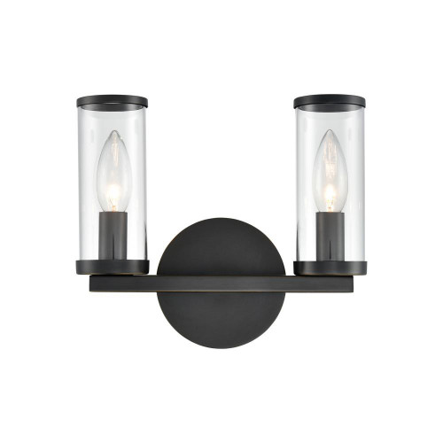 Alora Lighting Revolve Bathroom Vanity Light, 2-Light, Urban Bronze, Clear Glass, 10.38"W 