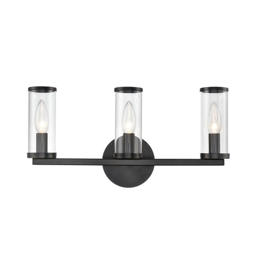 Alora Lighting Revolve Bathroom Vanity Light, 3-Light, Urban Bronze, Clear Glass, 17.63"W 