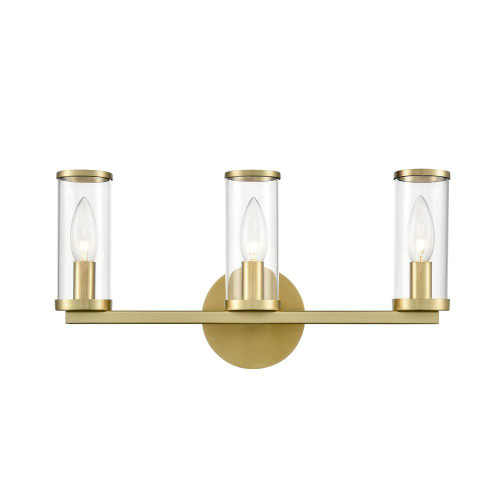 Alora Lighting Revolve Bathroom Vanity Light, 3-Light, Natural Brass, Clear Glass, 17.63"W 