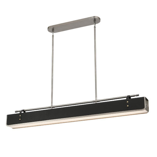 Alora Lighting Valise Linear Chandelier, 1-Light, LED, Aged Nickel, Tuxedo Leather, 60"L 